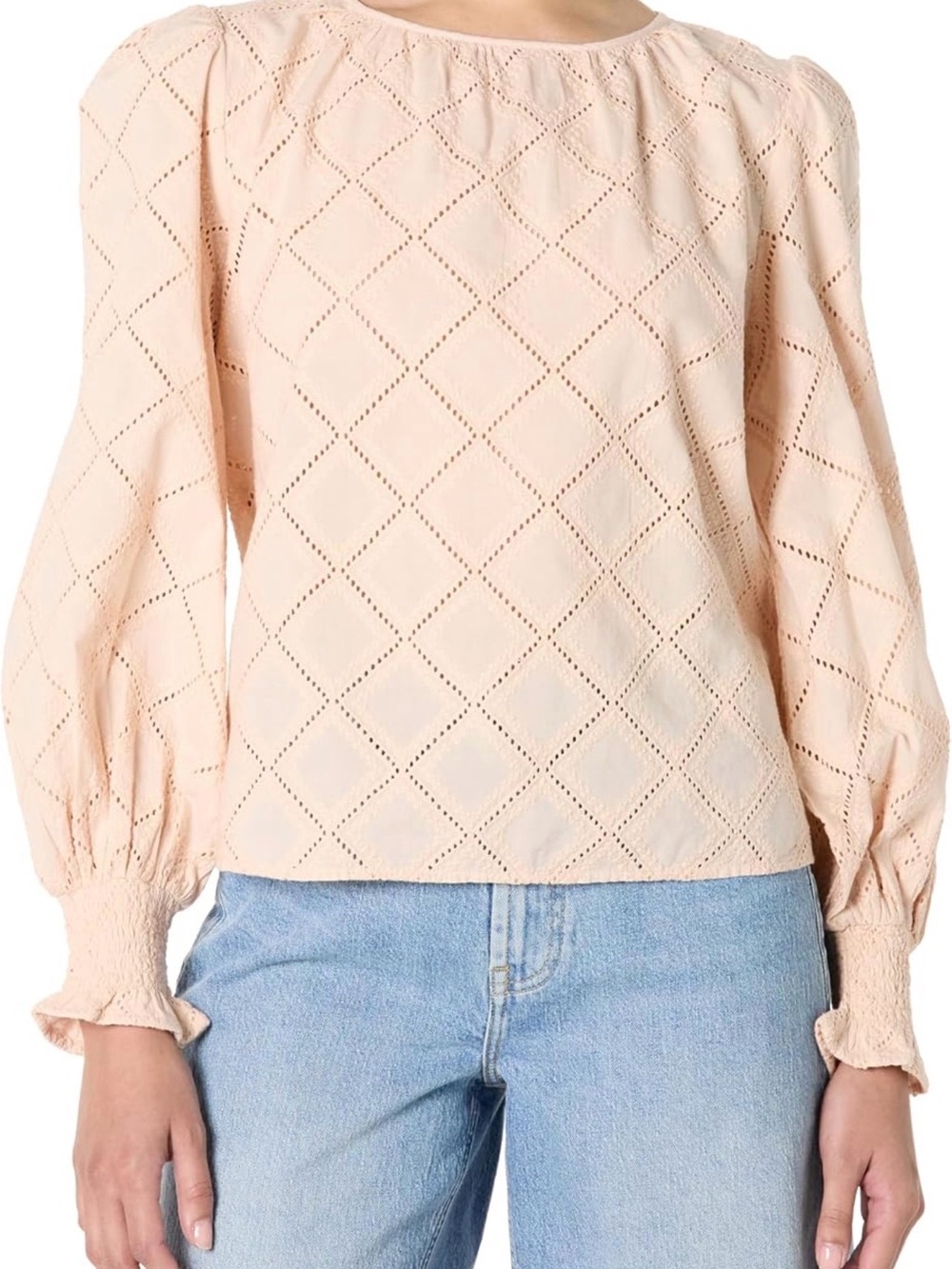 The Drop Womens Ariel Eyelet Popover, Medium, Cameo Rose